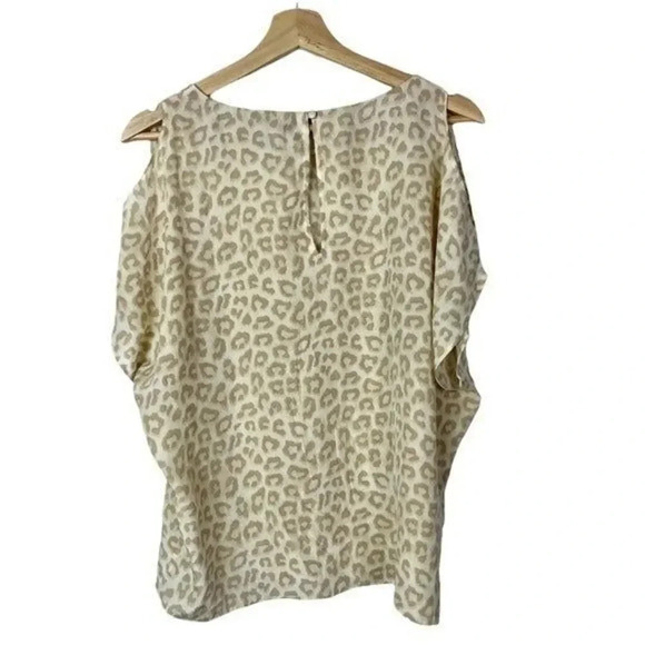 Joie Light Brown Mehana Leopard Print Cold Shoulder Silk Blouse S - Picture 2 of 5